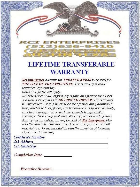 LIFE TIME WARRANTY