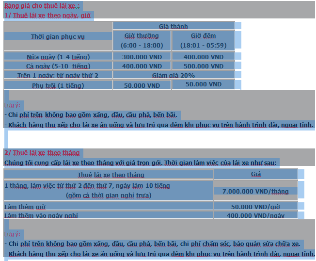 Cho thuê tài xế - 1