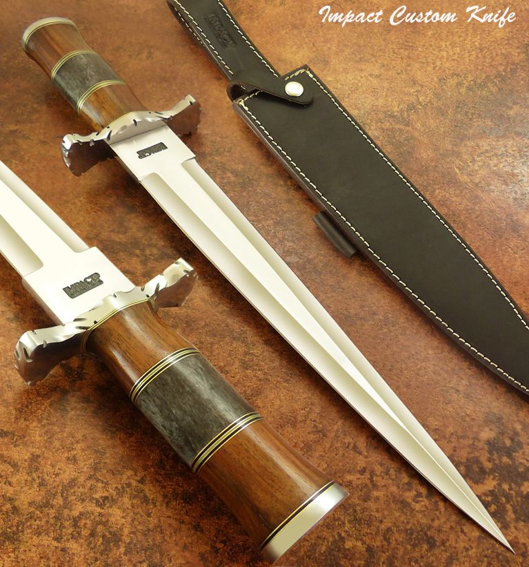 IMPACT CUTLERY RARE CUSTOM D2 TOOL STEEL TOOTH PICK DAGGER KNIFE CAMEL