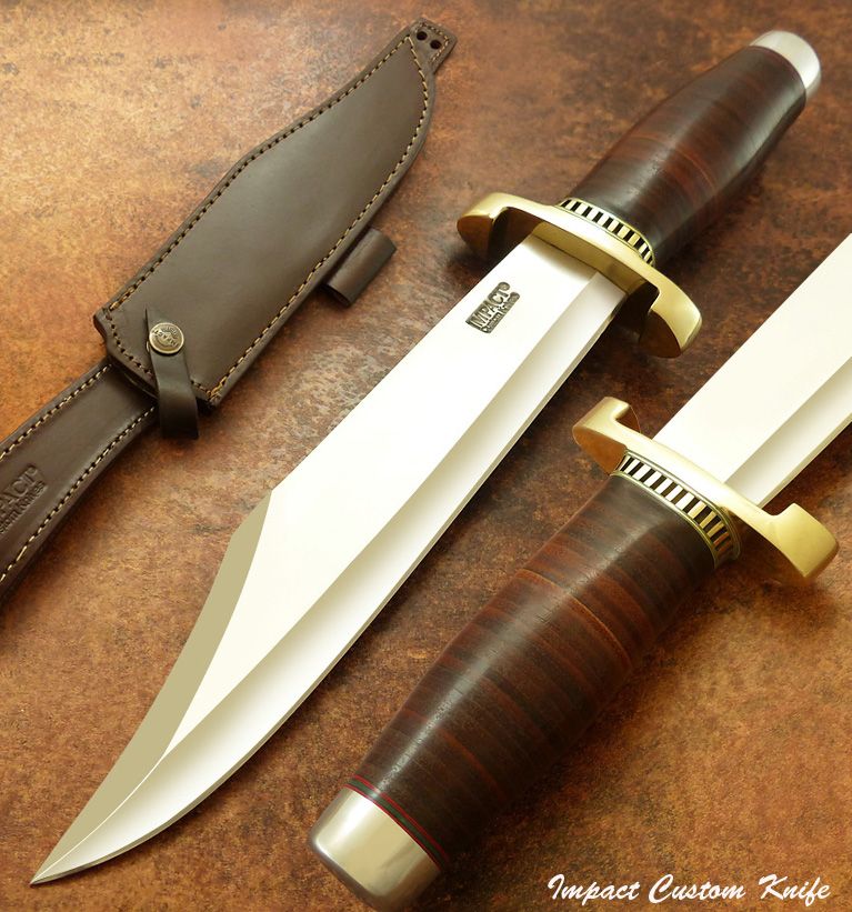 IMPACT CUTLERY RARE CUSTOM SMITHSONIAN BOWIE KNIFE STACKED LEATHER eBay