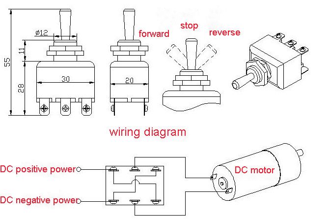 DC motor Motor/The manually reversing switch knob/Toggle Switch
