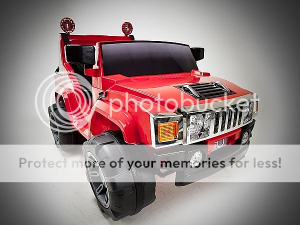 Red 12V Battery Power Kids Ride on Hummer Jeep w Big Wheels