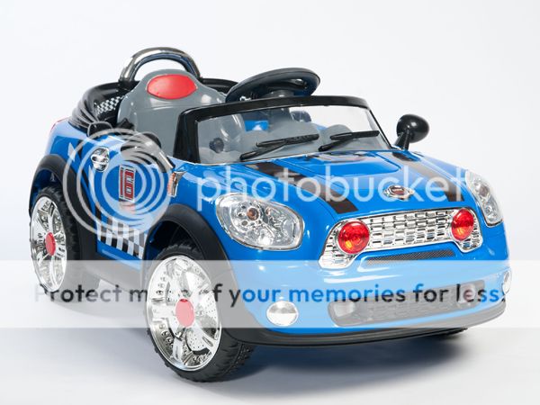 Ride on Car Electric Power Wheels Kids w  Remote Control RC Blue 2 Motors