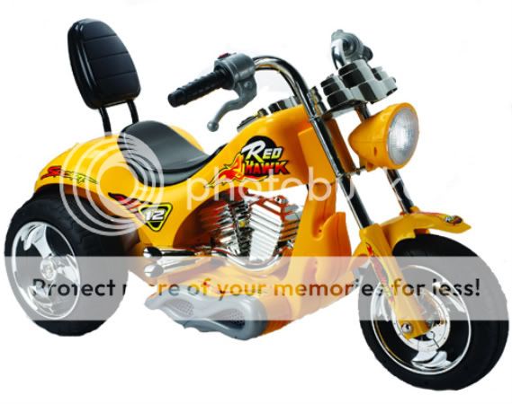 Kids Motorcycle 12v Chopper Ride On Power Wheels Yellow  