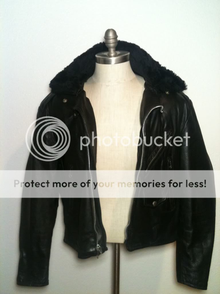 VTG 70s LESCO Perfecto Black Leather MOTORCYCLE JACKET Fur lined 