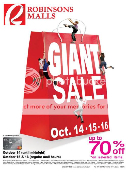 Robinsons Malls October GIANT SALE on October 14 to 16! Pinay