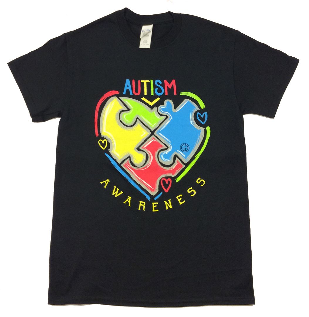 Girlie Girl Originals Youth Autism Awareness Puzzle Heart Tee Shirt Black - Bild 4 von 5