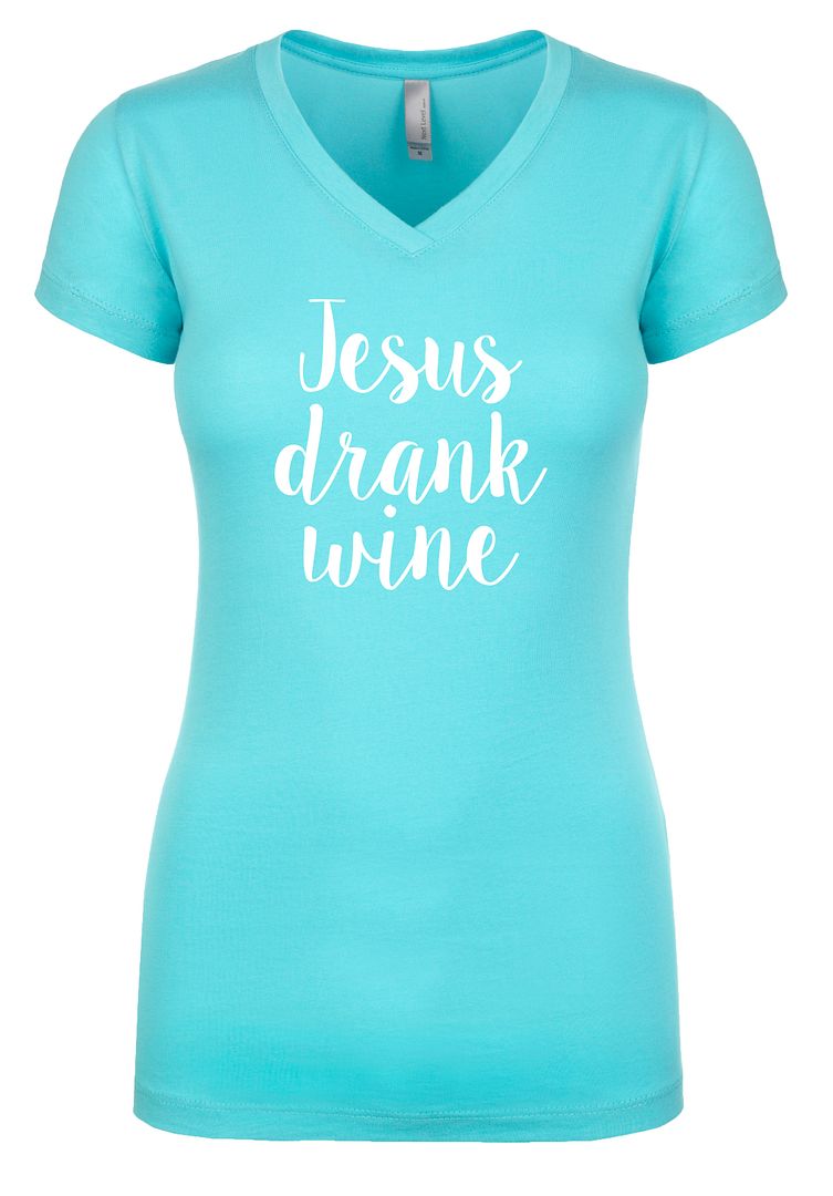 Christian Jesus Drank Wine Ladies Perfect Sporty Vee Neck Tee Shirt Tahiti - Bild 35 von 41