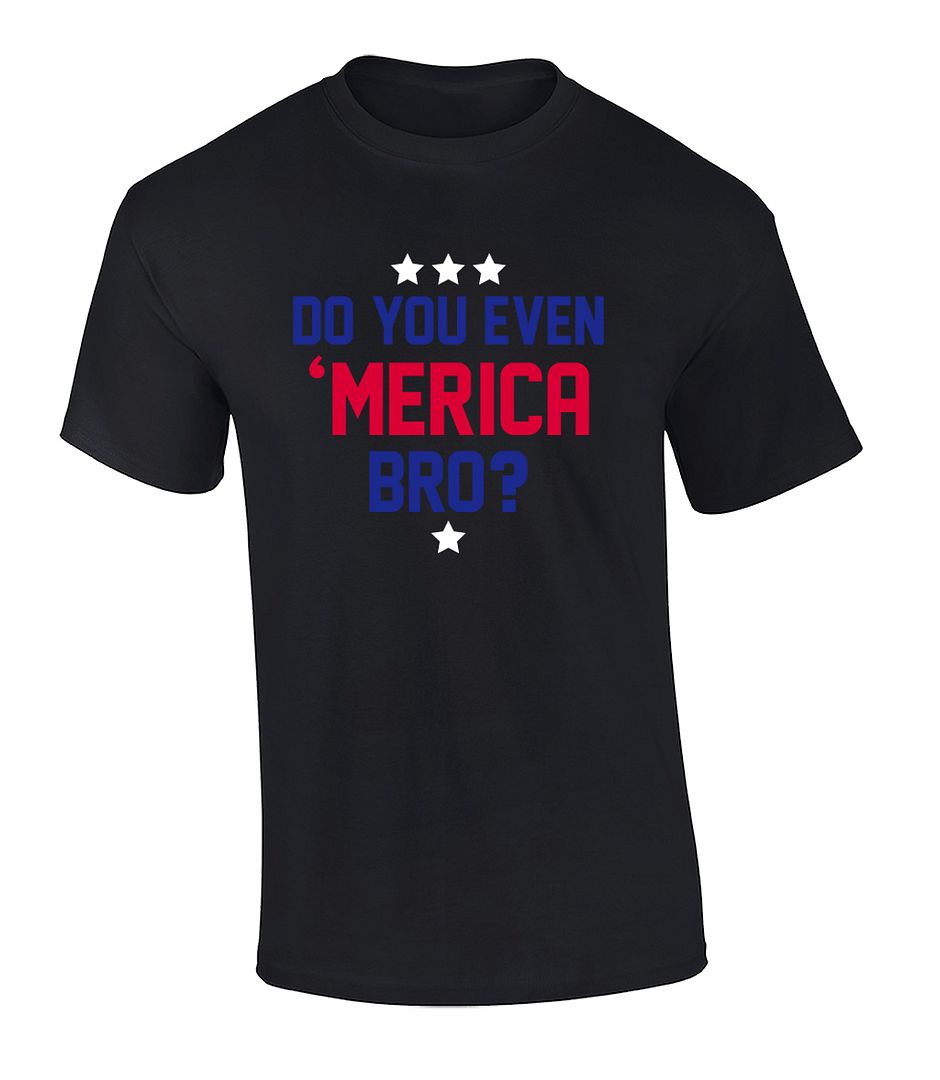 Patriotic Do You Even Merica Bro Short Sleeve Tee Shirt Black - Picture 7 of 69