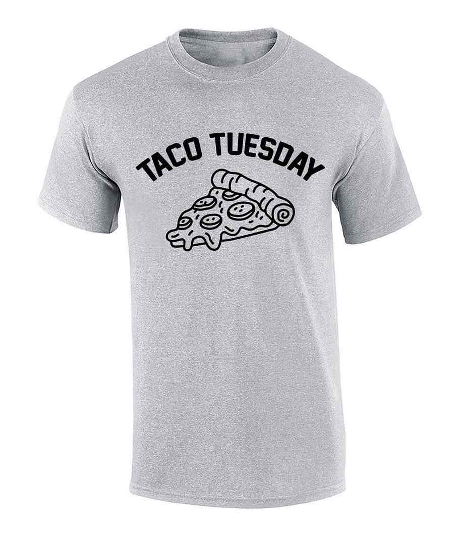 Funny Junk Food Taco Tuesday Ironic Pizza Graphic Tee Shirt Sports Grey - Picture 7 of 69
