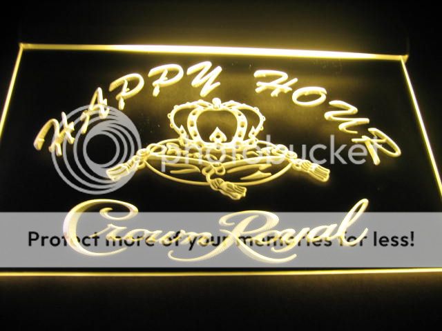 B0503 G Crown Royal Beer Happy Hour Bar Neon Light Sign