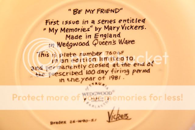 1981 Wedgewood Be My Friend Collector Plate (Vickers)  