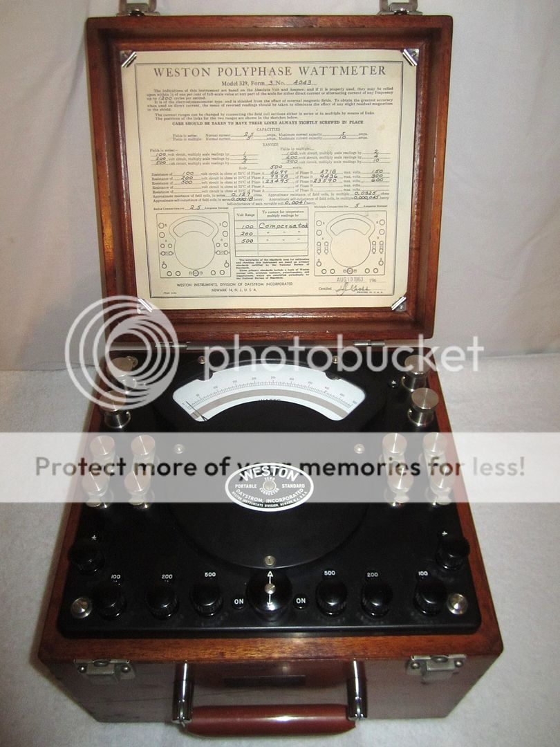 1963 Weston Polyphase Wattmeter Model 329 w/ Instruction Manual 