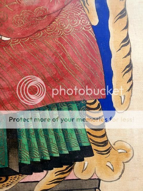 Qing Dynasty Ancestor Portrait Painting Dragon Robe Tiger Skin Chinese Artist